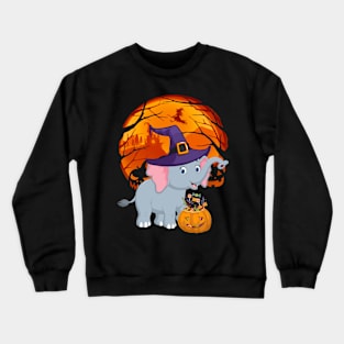 Elephant pumpkin witch Crewneck Sweatshirt